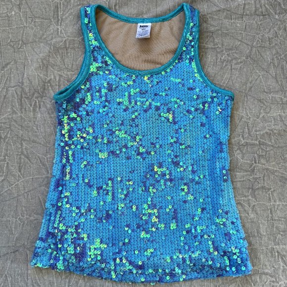 Balera Turquoise Sequin Tank Top - Picture 1 of 7